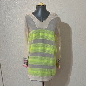 Lemlem Bright Lime and Gray Striped Tunic